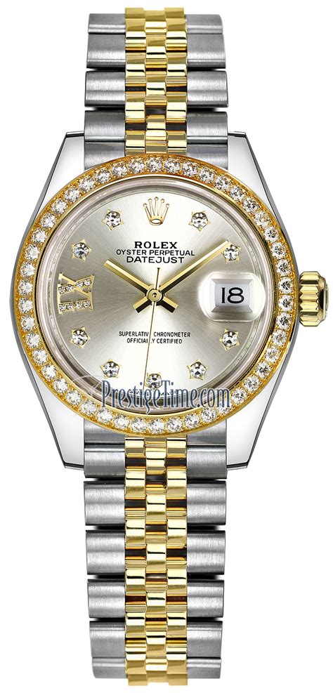 rolex datejust lady silver gold|rolex 28mm ladies datejust watch.